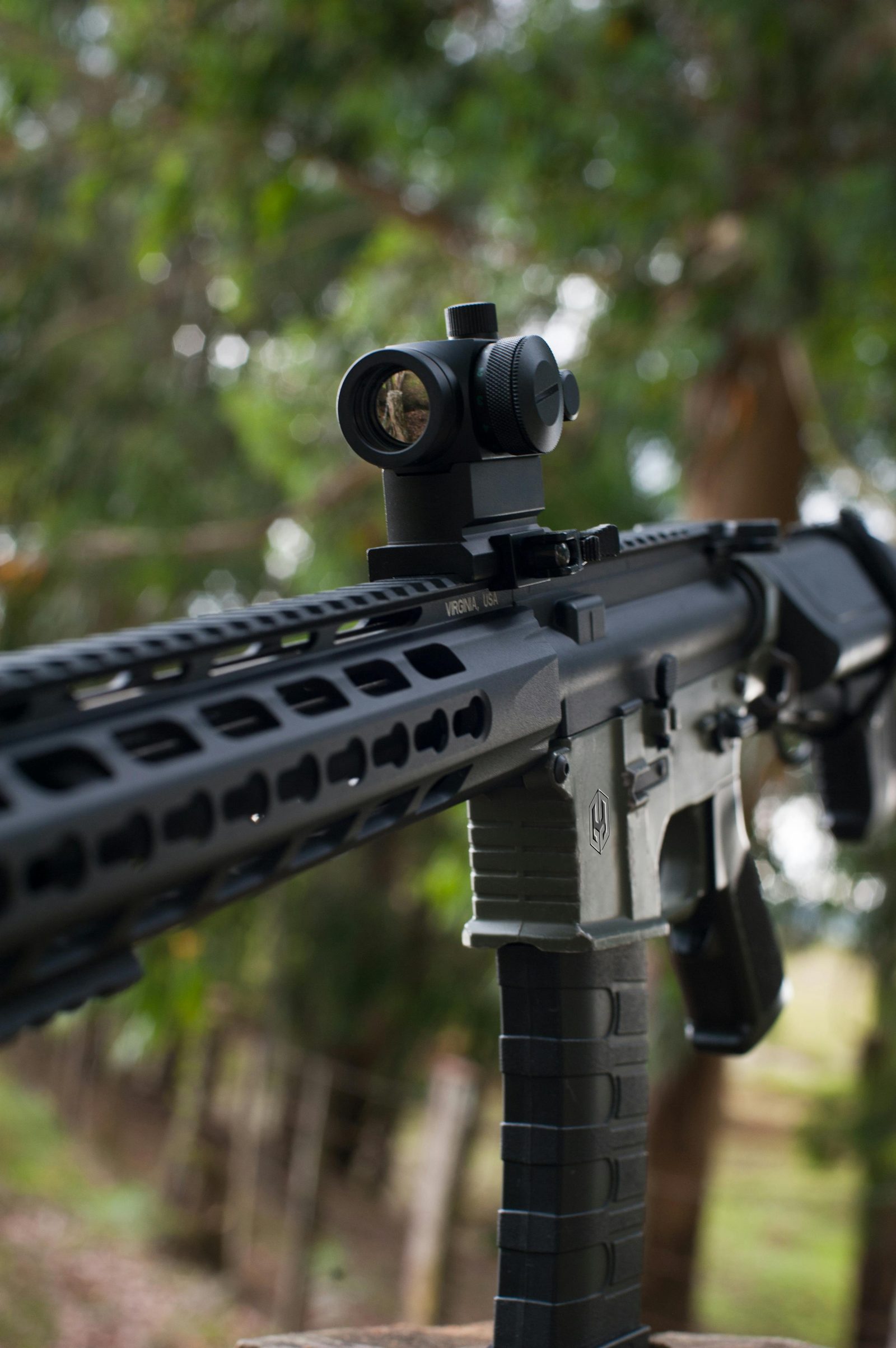 Professional product photography of tactical gear and firearms accessories