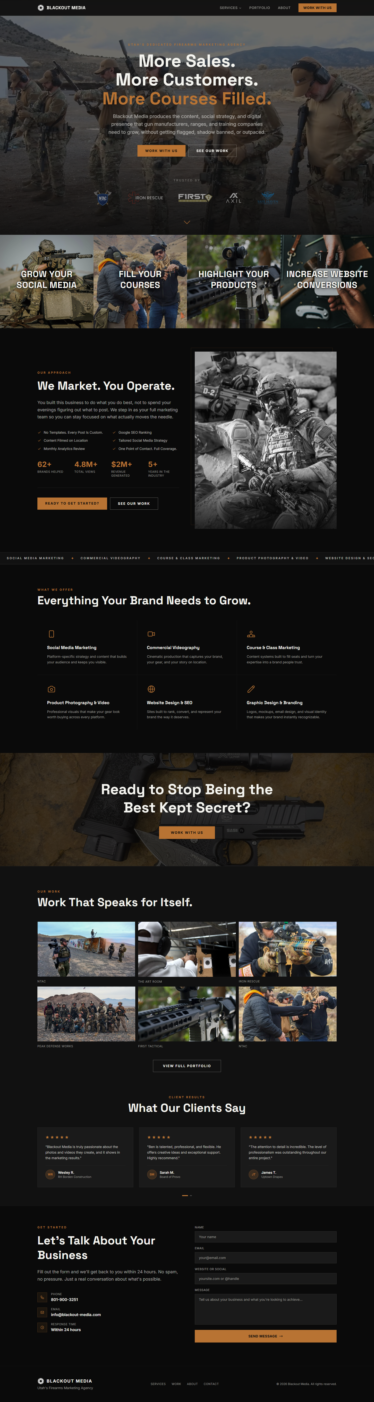 Blackout Media firearms marketing agency website