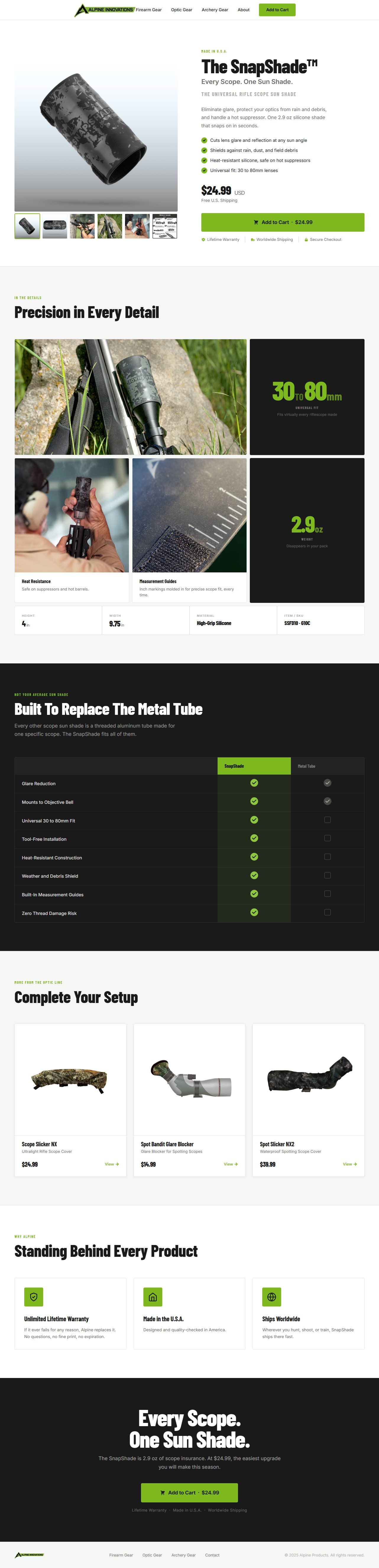 SnapShade product landing page designed by Blackout Media